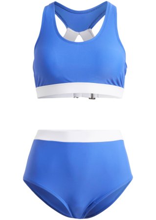 Bustier Bikini (2-tlg.Set) aus recyceltem Polyamid in blau von vorne - RAINBOW