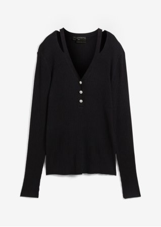 Pullover mit Cut Outs in schwarz von vorne - bpc selection