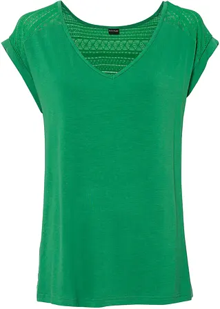 Shirt mit Spitze in grün von vorne - bonprix