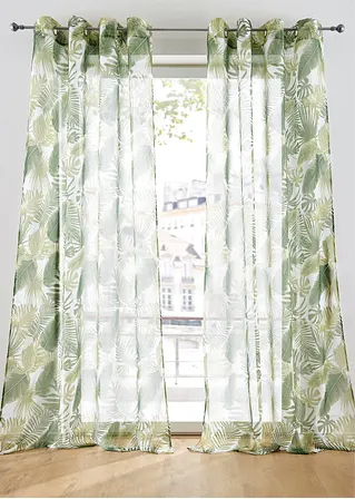 Gardine mit Blätter Druck mit recyceltem Polyester (1er Pack) in grün - bpc living bonprix collection