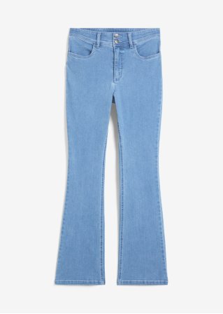 Bootcut Jeans, High Waist, Stretch in blau von vorne - bpc bonprix collection