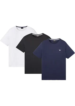 T-Shirt (3er Pack) in weiß von vorne - bonprix