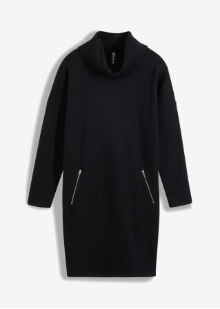 Jerseykleid mit Reißverschlussdetails in schwarz von vorne - RAINBOW