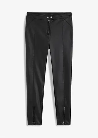 Lederimitat-Hose mit Reißverschlüssen in schwarz von vorne - RAINBOW