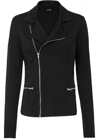 Biker-Shirtjacke in schwarz von vorne - bonprix