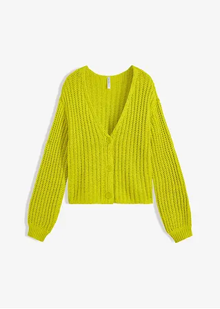Grobstrickjacke in grün von vorne - bonprix