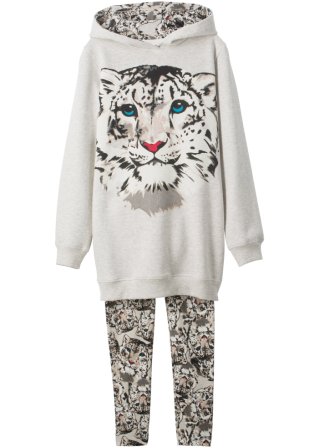 Mädchen Sweatshirt + Leggings mit Bio Baumwolle (2-tlg. Set) in weiß von vorne - bpc bonprix collection