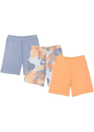 Mädchen Shorts mit Bio Baumwolle (3er-Pack) in blau von vorne - bpc bonprix collection