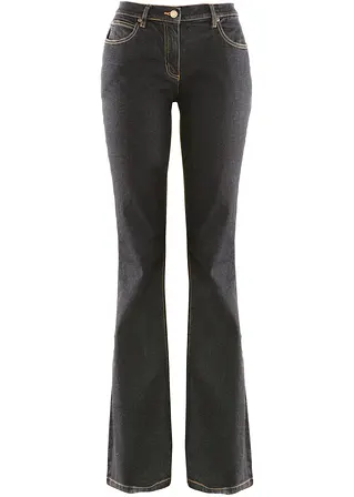 Bootcut Jeans High Waist, Stretch in schwarz von vorne - bonprix