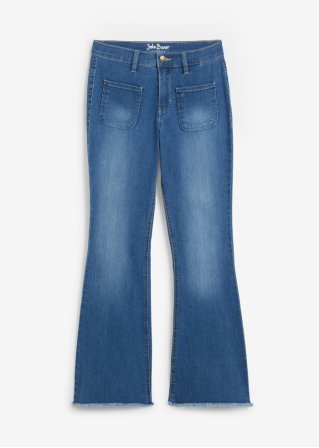 Flared Jeans High Waist, Stretch  in blau von vorne - John Baner JEANSWEAR