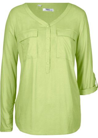 Bluse mit V-Ausschnitt, Langarm in grün - bpc bonprix collection