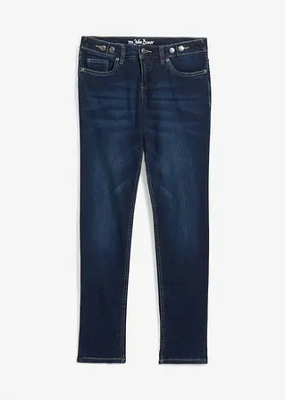 Boyfriend Jeans Mid Waist, Stretch in blau von vorne - bonprix