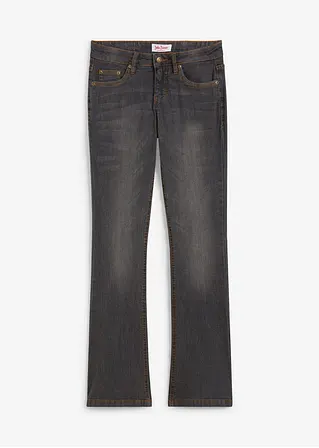 Bootcut Jeans Mid Waist, Stretch in schwarz von vorne - bonprix