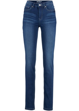 Slim Fit Jeans Mid Waist, Ultra-Soft  in blau von vorne - John Baner JEANSWEAR