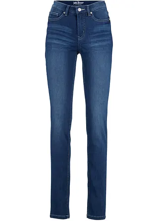 Slim Jeans Mid Waist, Ultra-Soft in blau von vorne - bonprix