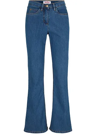 Bootcut Jeans Mid Waist, Stretch in blau von vorne - bonprix
