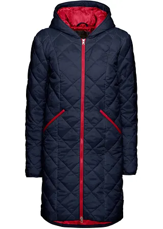 Steppmantel mit Kapuze zweifarbig in blau von vorne - bonprix