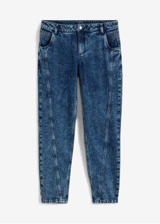 Boyfriend-Jeans mit Ziernähten in blau von vorne - RAINBOW