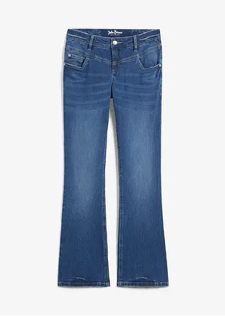 Bootcut Jeans Mid Waist, Stretch in blau von vorne - bonprix