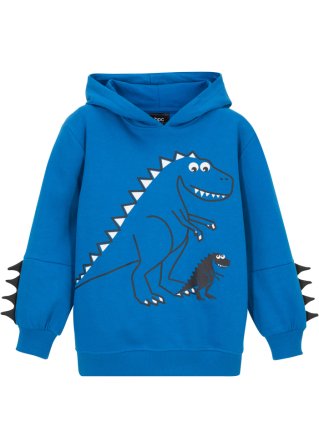 Jungen Kapuzensweatshirt Dino aus Bio-Baumwolle in blau von vorne - bpc bonprix collection