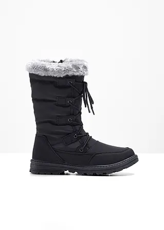 Winter Schnür Boot in schwarz von vorne - bonprix