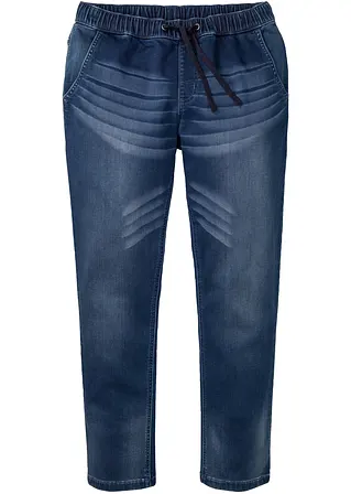 Slim Fit Sweat-Jeans, Straight in blau von vorne - bonprix