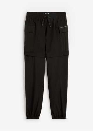 Zip-Off Funktionshose mit abnehmbarem Bein, Barrel Shape, wasserdicht in schwarz von vorne - bpc bonprix collection