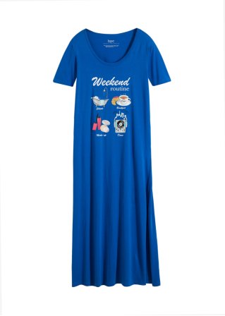 Nachtkleid mit Schlitzen in blau von vorne - bpc bonprix collection