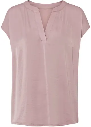 Satin-Bluse mit überschnittenen Ärmeln in rosa von vorne - bonprix
