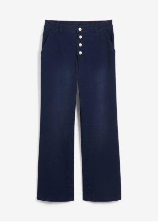 Mom Jeans, High Waist, knöchelfrei in blau von vorne - bpc bonprix collection