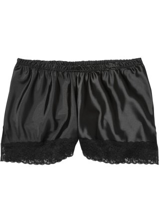Shorts aus Satin in schwarz von vorne - BODYFLIRT