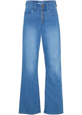 Straight Jeans High Waist, Stretch  in blau von vorne - John Baner JEANSWEAR