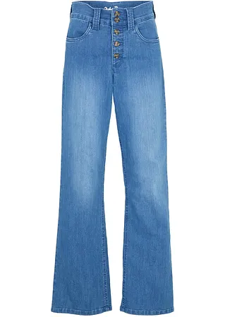 Straight Jeans High Waist, Stretch in blau von vorne - bonprix