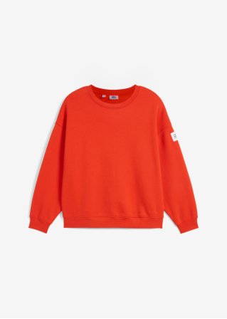Oversize-Sweatshirt mit Fledermausärmeln, leicht verkürzt in orange von vorne - bpc bonprix collection
