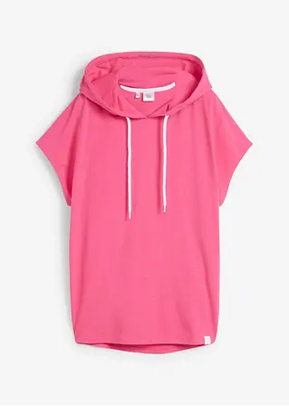 Kapuzenshirt ohne Arm, weitgeschnitten in pink von vorne - bonprix