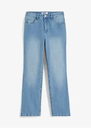 Wide Leg Jeans High Waist, Stretch in blau von vorne - bonprix