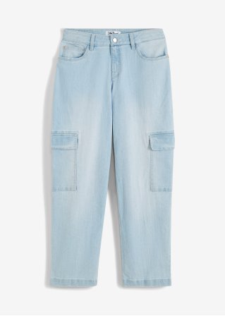 Cargo Jeans Mid Waist, Stretch  in blau von vorne - John Baner JEANSWEAR