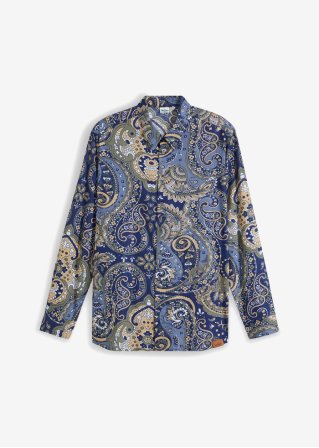 Langarmhemd in sommerlich leichter Qualität in blau von vorne - John Baner JEANSWEAR