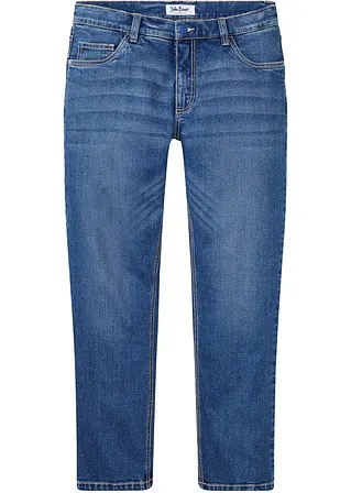 Regular Fit Stretch-Jeans mit recycelter Baumwolle, Straight in blau von vorne - John Baner JEANSWEAR