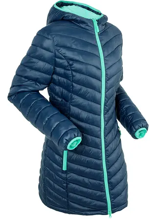 Ultraleichte Stepp-Longjacke im Beutel in blau von vorne - bpc bonprix collection