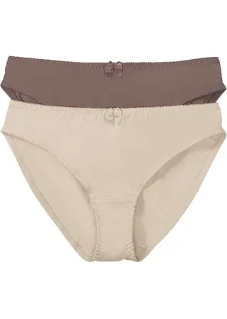 Slip aus glänzendem Material  (2er Pack) in braun von vorne - bonprix