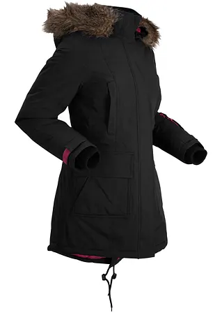 wasserdichter Funktions-Outdoorparka, wattiert in schwarz von der Seite - bonprix
