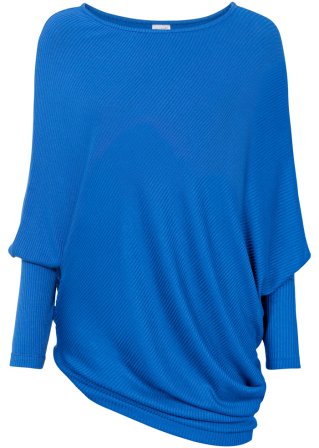 Asymmetrischer Oversize-Pullover in blau von vorne - BODYFLIRT