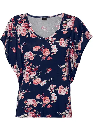 Shirt mit Volantärmeln in schwarz von vorne - bonprix