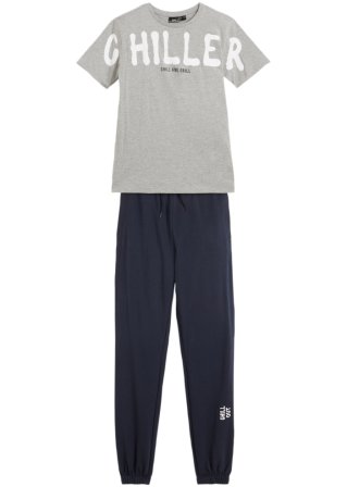 Jungen Jogginghose und T-Shirt aus Bio-Baumwolle (2-tlg.Set)  in grau von vorne - bpc bonprix collection