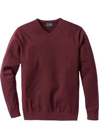 Pullover mit V-Ausschnitt in rot von vorne - bonprix