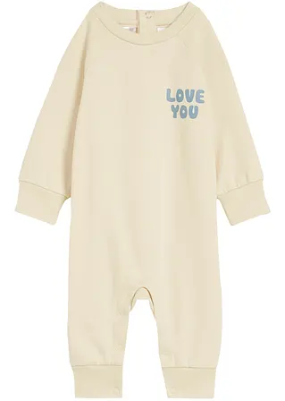 Baby Sweat-Overall aus Bio-Baumwolle in beige von vorne - bpc bonprix collection