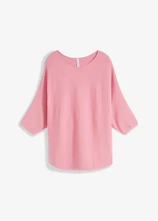 Oversize Ripp-Pullover in rosa von vorne - bonprix
