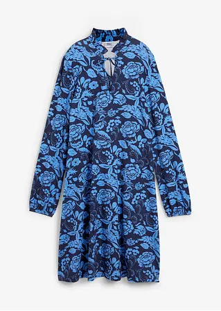 Jersey-Kleid in A-Line mit Bio-Baumwolle, knieumspielend in blau von vorne - bonprix