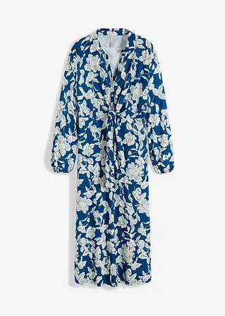 Kleid mit Bindeband in blau von vorne - BODYFLIRT boutique